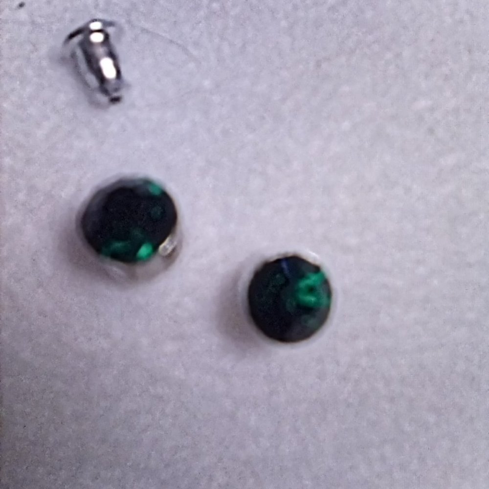 Created Emerald Titanium Post Stud Earrings - image 1